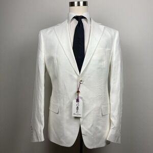 Robert Graham Modern Fit White Linen Suit Jacket Blazer Mens Size 46R
